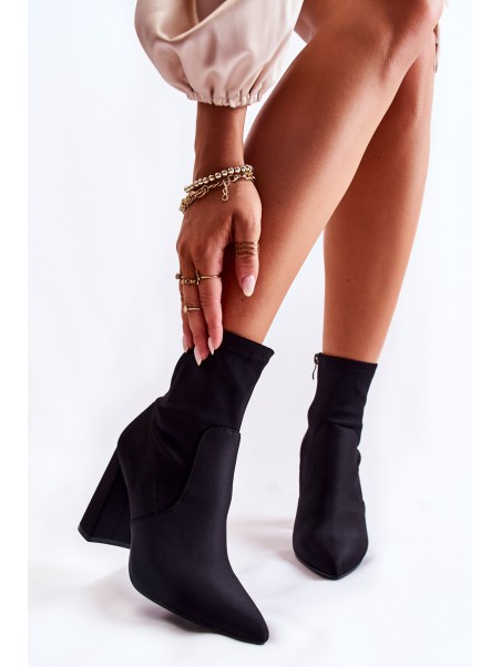 Women's Material Boots On Heel Black Amile