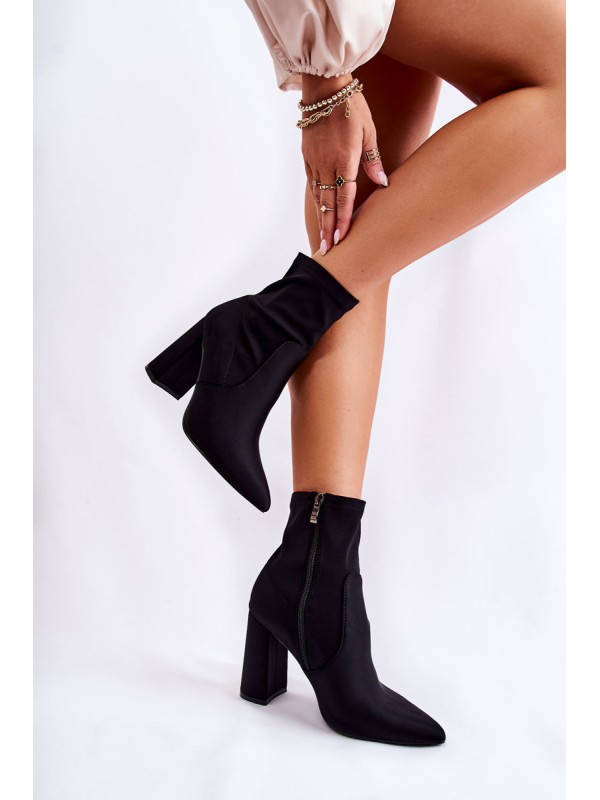 Women's Material Boots On Heel Black Amile
