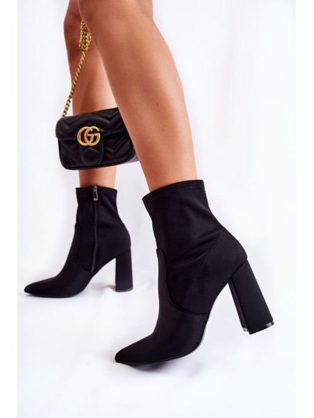 Women's Material Boots On Heel Black Amile
