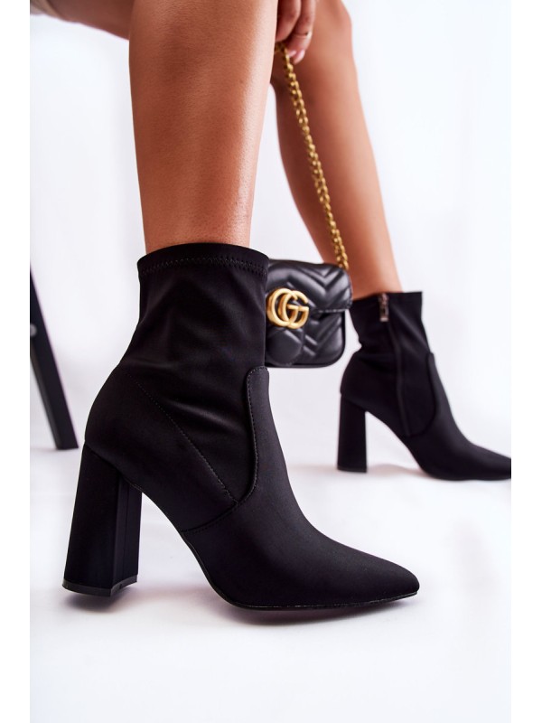 Women's Material Boots On Heel Black Amile