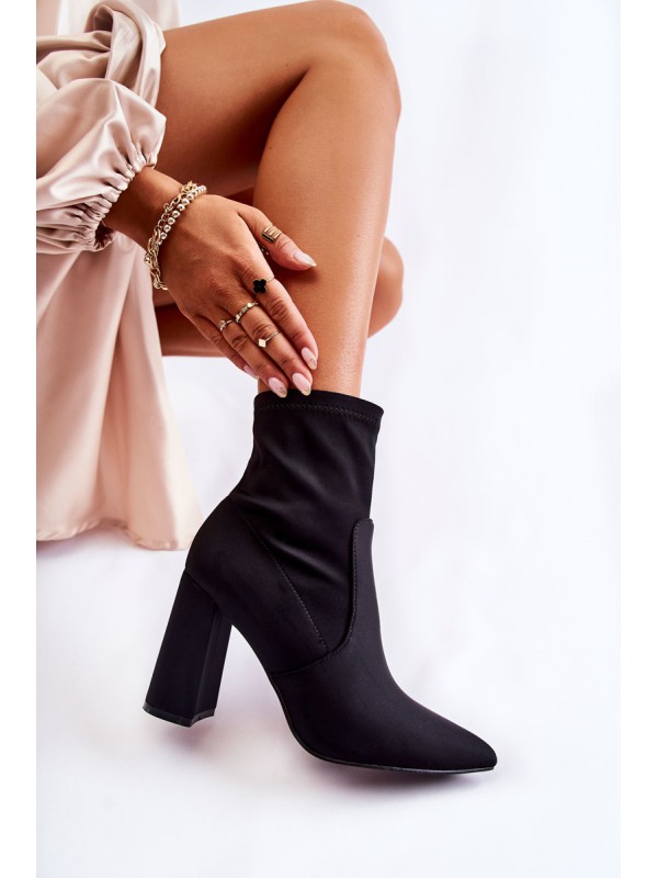 Women's Material Boots On Heel Black Amile