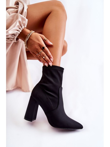 Women's Material Boots On Heel Black Amile