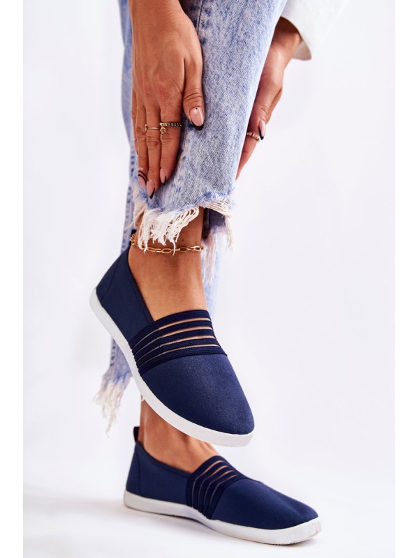 Women's Cloth Sneakers Slip-On Navy Blue Lilis 2