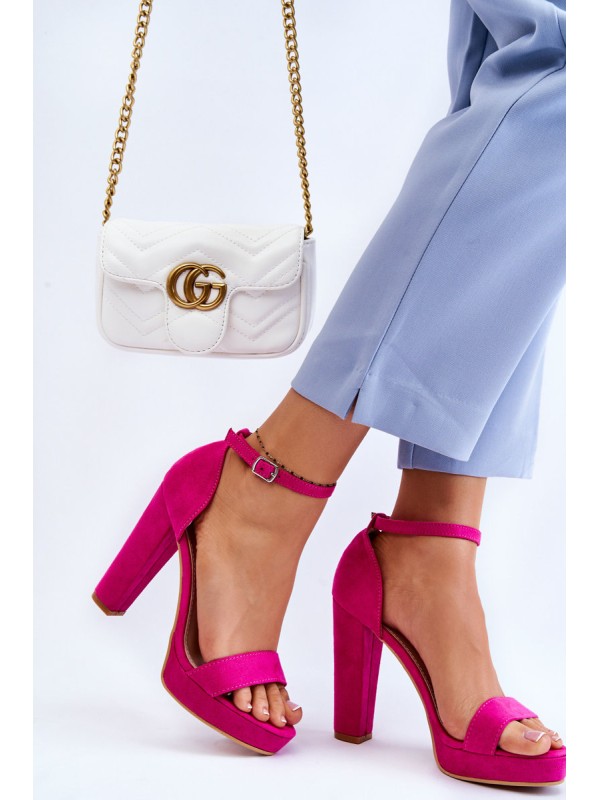 Suede Sandals On Heel Fuchsia Spectacular