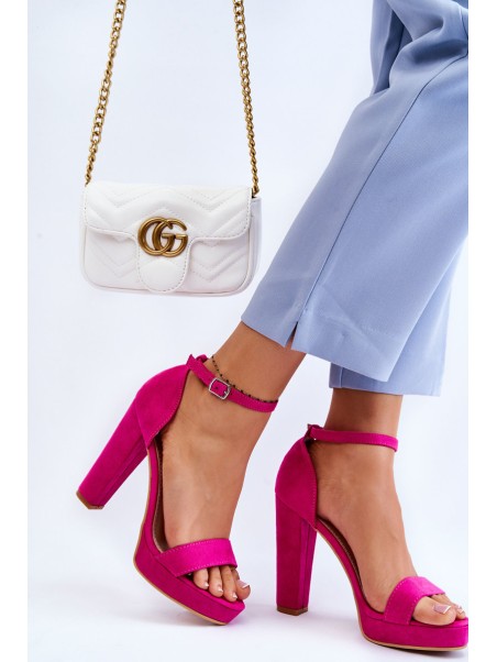 Suede Sandals On Heel Fuchsia Spectacular