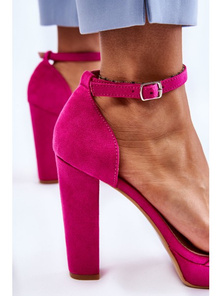 Suede Sandals On Heel Fuchsia Spectacular