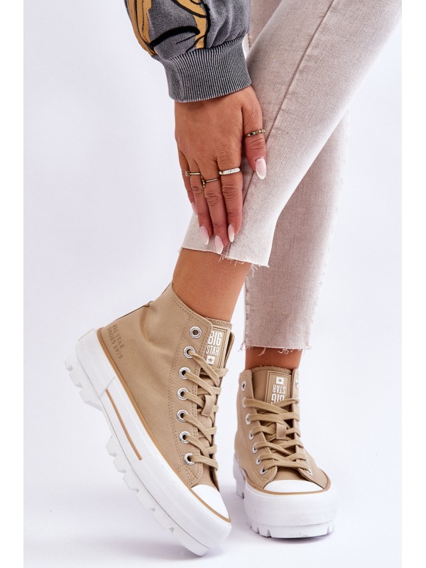 High Fabric Platform Sneakers Big Star LL274160 Beige 2