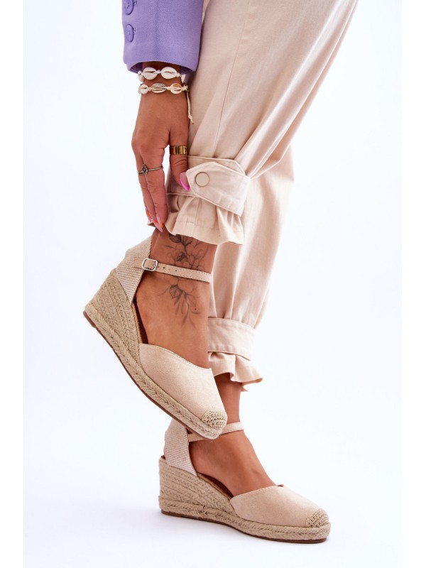 Suede Espadrilles Wedge Sandals Beige Cammer 2