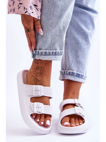 Women's Foam Sandals With Stripes White Sharmen