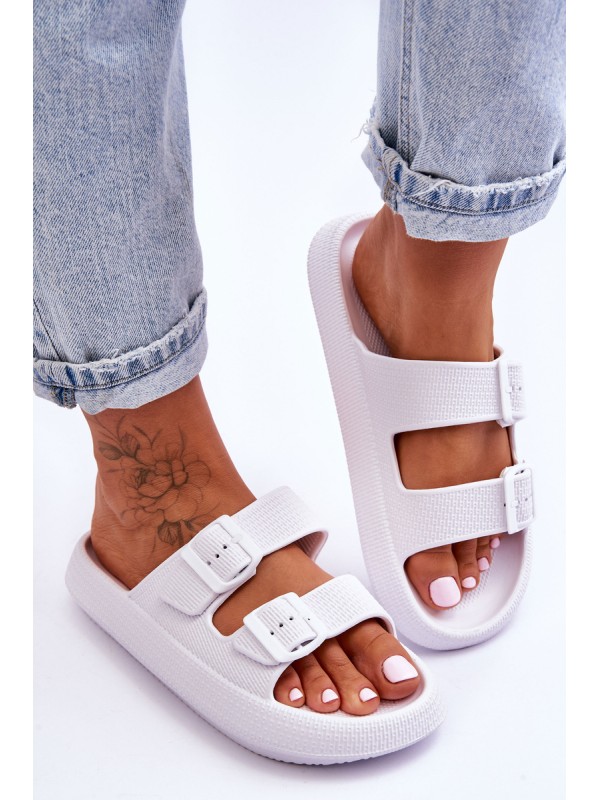 Women's Foam Sandals With Stripes White Sharmen