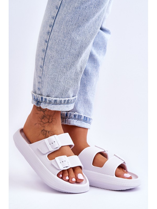Women's Foam Sandals With Stripes White Sharmen