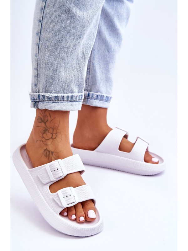 Women's Foam Sandals With Stripes White Sharmen