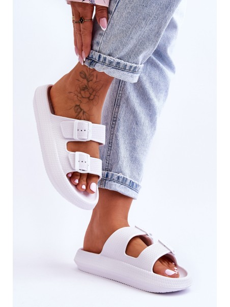 Women's Foam Sandals With Stripes White Sharmen