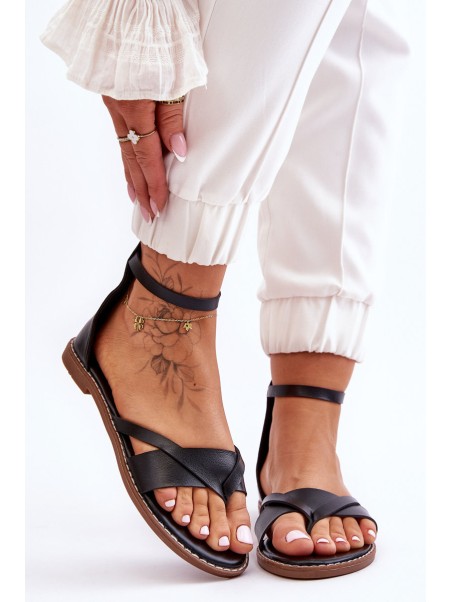 Women's Zipper Flat Flip Flops Black Rise Up!