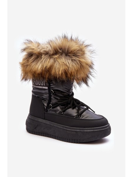 Women's Snow Boots With Fur On Platform Black Nabilla