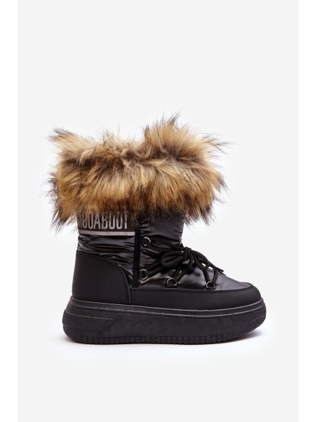 Women's Snow Boots With Fur On Platform Black Nabilla
