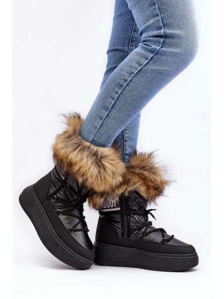 Women's Snow Boots With Fur On Platform Black Nabilla