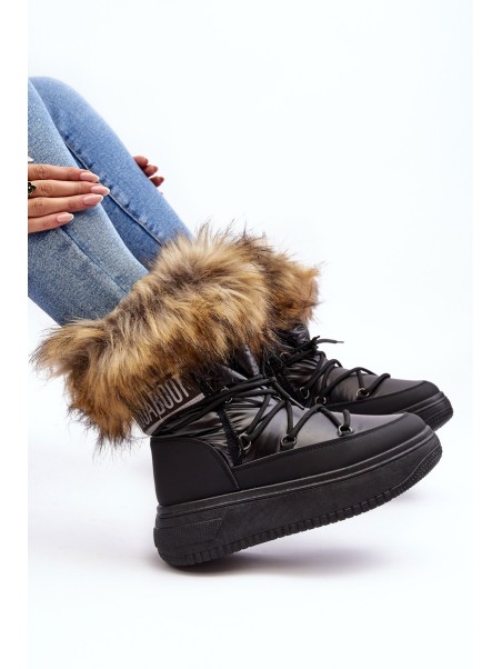 Women's Snow Boots With Fur On Platform Black Nabilla