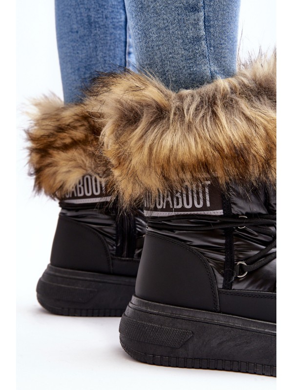 Women's Snow Boots With Fur On Platform Black Nabilla