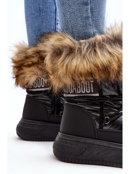 Women's Snow Boots With Fur On Platform Black Nabilla