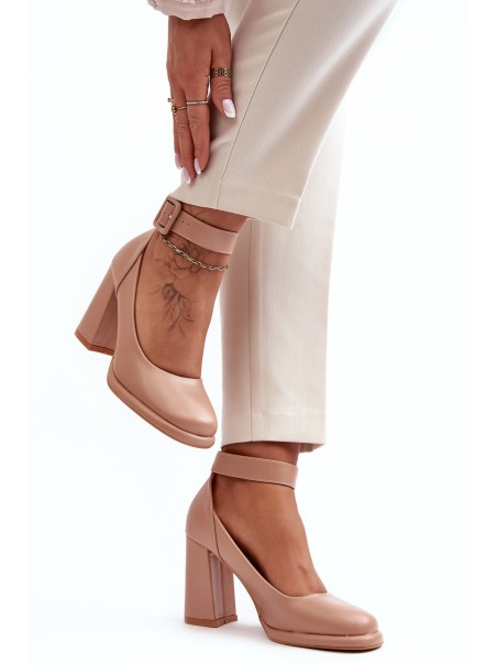 Stiletto Heels with Buckle Beige Idovana