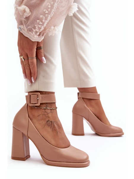 Stiletto Heels with Buckle Beige Idovana