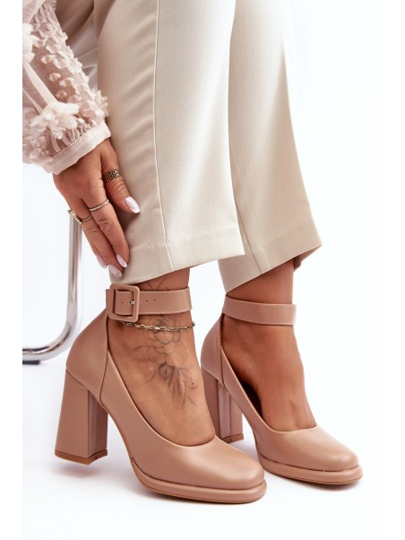 Stiletto Heels with Buckle Beige Idovana