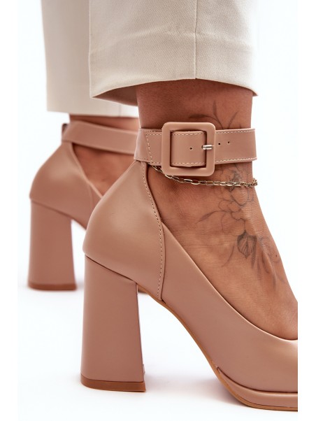 Stiletto Heels with Buckle Beige Idovana