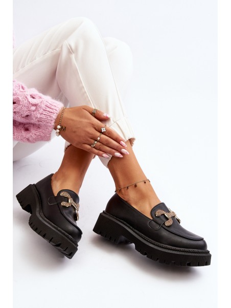 Black Women's Loafers with Decoration Gargi