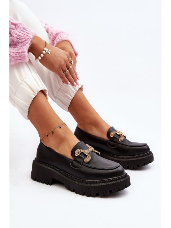 Black Women's Loafers with Decoration Gargi