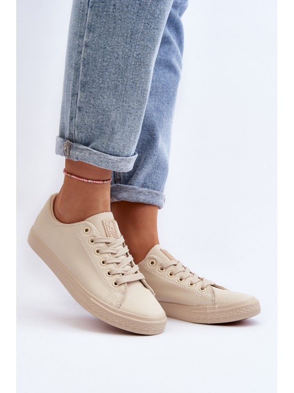 Women's Leather Classic Lace-Up Sneakers in Beige Misima 2
