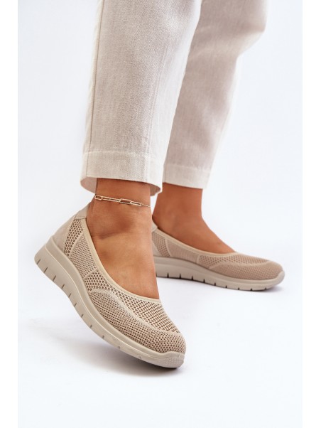 Beige Platform Ballet Flats and Wedges Aviaba
