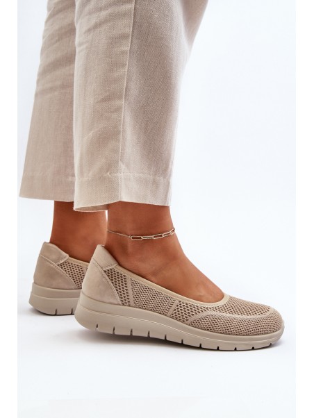 Beige Platform Ballet Flats and Wedges Aviaba