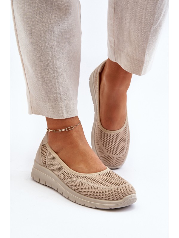 Beige Platform Ballet Flats and Wedges Aviaba