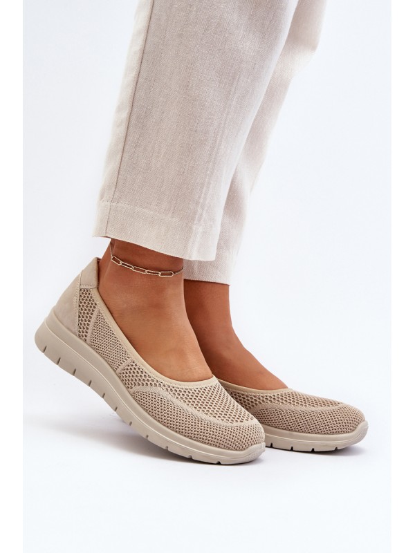 Beige Platform Ballet Flats and Wedges Aviaba