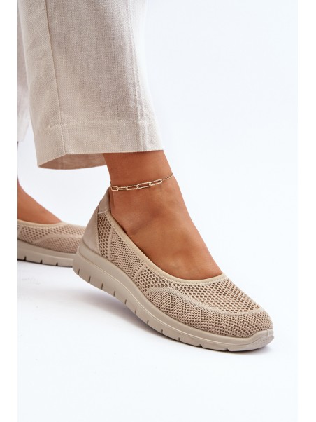 Beige Platform Ballet Flats and Wedges Aviaba