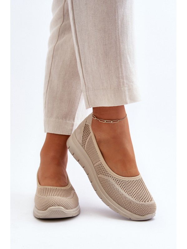 Beige Platform Ballet Flats and Wedges Aviaba