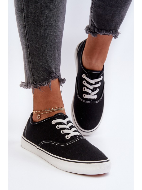 Women's Classic Black Sneakers Trainers Olvali