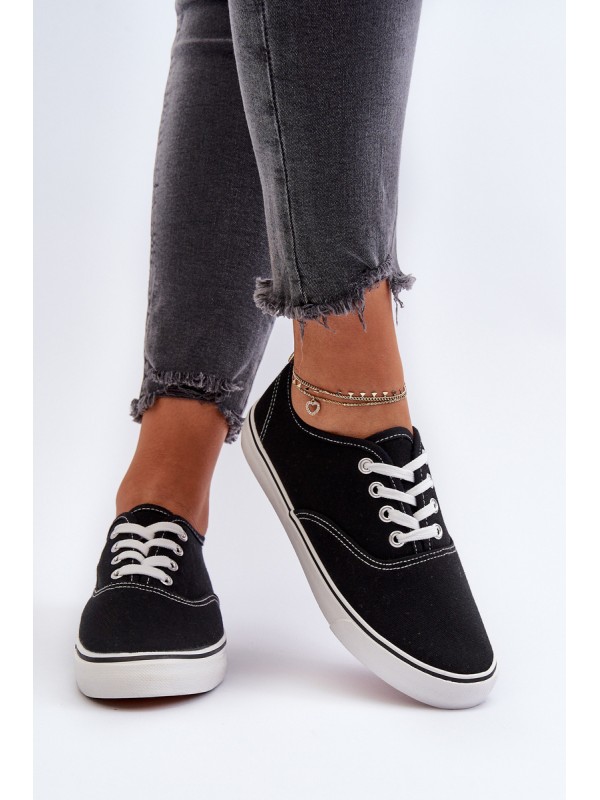 Women's Classic Black Sneakers Trainers Olvali