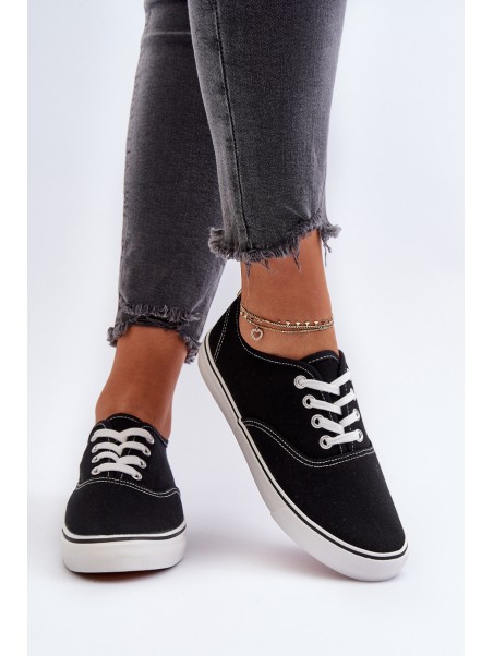 Women's Classic Black Sneakers Trainers Olvali