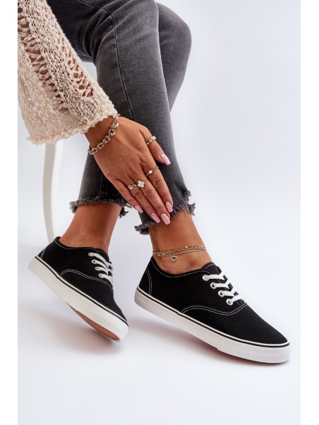 Women's Classic Black Sneakers Trainers Olvali
