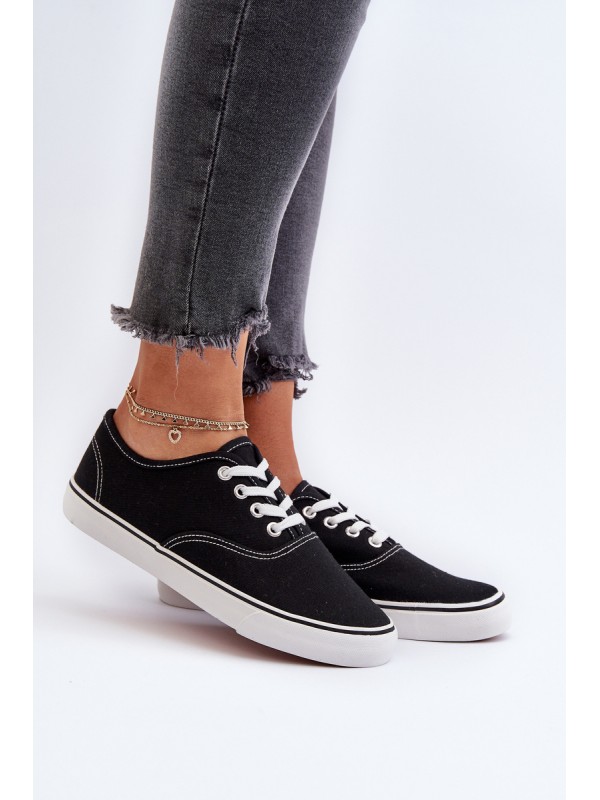 Women's Classic Black Sneakers Trainers Olvali