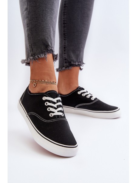 Women's Classic Black Sneakers Trainers Olvali