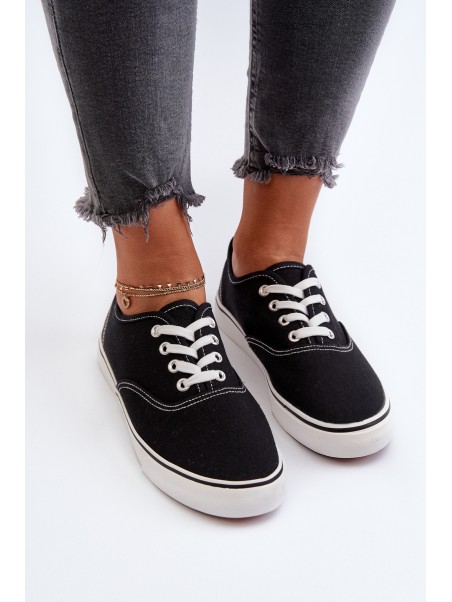 Women's Classic Black Sneakers Trainers Olvali
