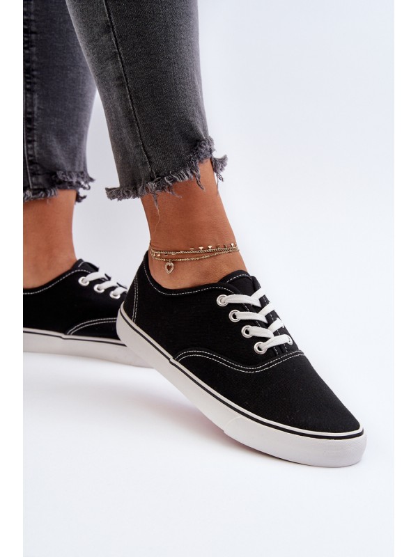 Women's Classic Black Sneakers Trainers Olvali