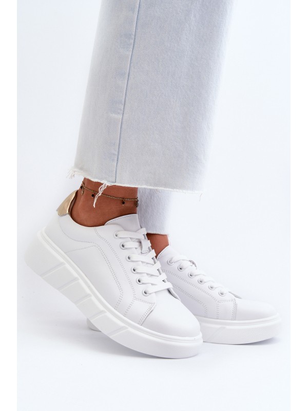 White Women's Leather Platform Sneakers Danida