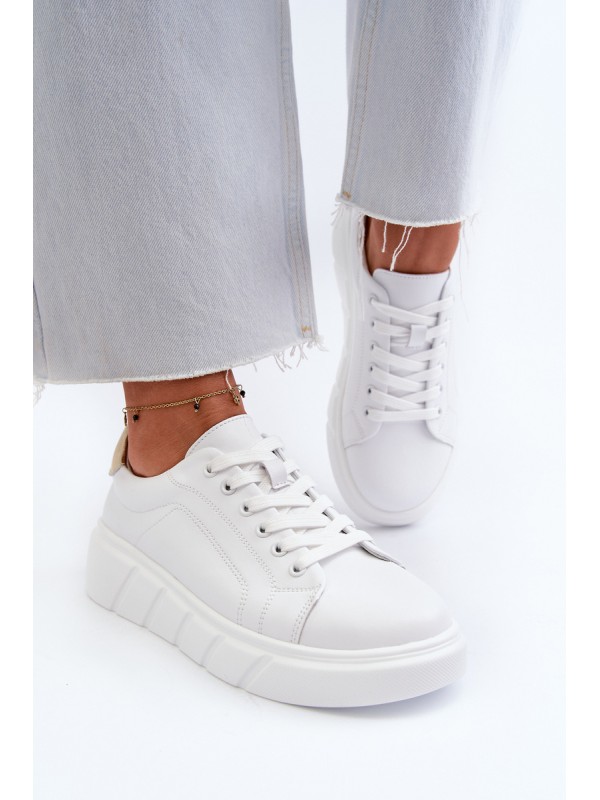 White Women's Leather Platform Sneakers Danida 2