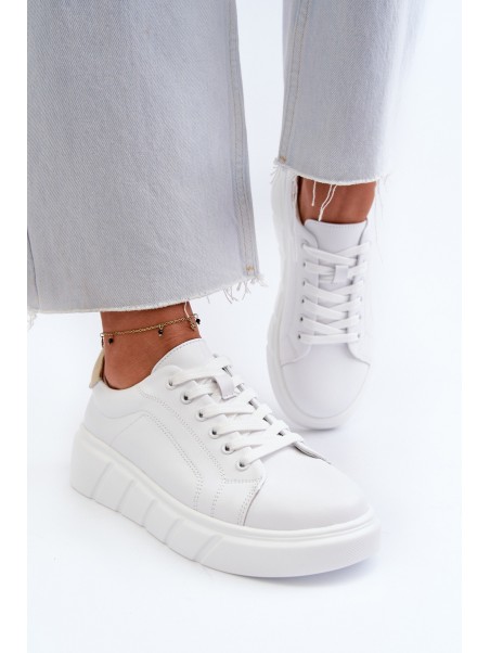 White Women's Leather Platform Sneakers Danida