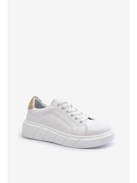 White Women's Leather Platform Sneakers Danida