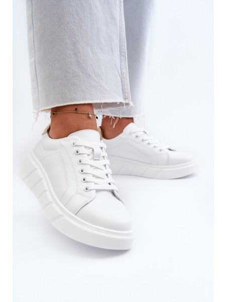 White Women's Leather Platform Sneakers Danida